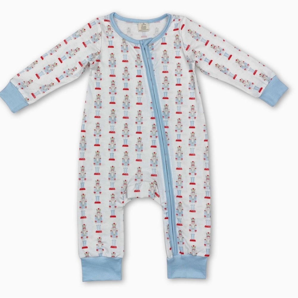NWOT Nutcracker Christmas Print Baby Onesie with Blue Accents Bamboo/Cotton
